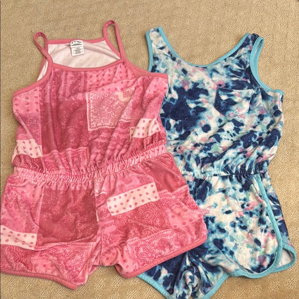 Target Pink and Blue Tie-Dye Kids Romper Set size 14-16